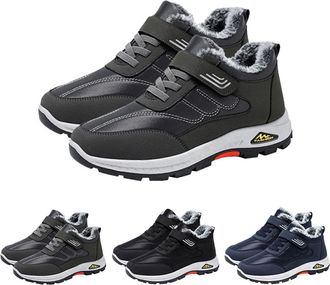 Generic Mens Winter Snow Boots with Adjustable Straps Extra Wide Fur Lined Warm Ankle Boots Non-Slip Slip On Shoes for Outdoor Comfortable Lightweight Walking