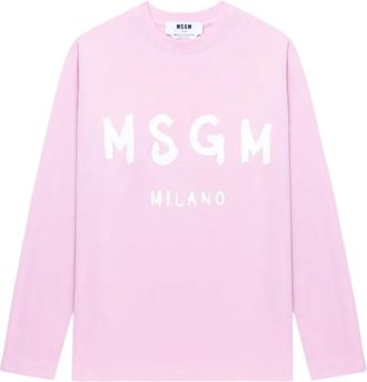 Msgm T-shirt a maniche lunghe con logo - Rosa