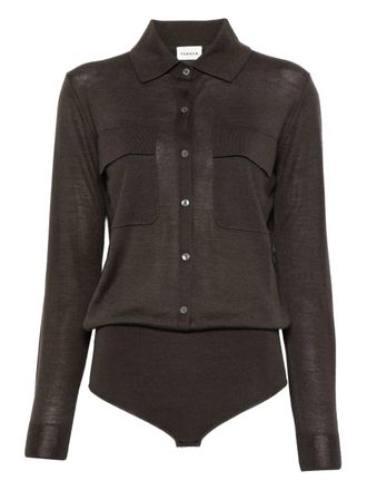 P.A.R.O.S.H. front-button top - women - Wool/Cashmere/Silk - L - Brown
