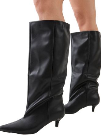 Misspap Low Stiletto Heel Knee High Boots, 3, Black