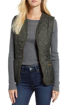 Barbour Betty Quilted Fleece Lined Vest in Dark Olive at Nordstrom, Size 4 Us