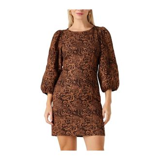 Aaiko Nicolette PES 547 Mini Jurk - Dames - Korte kleedjes - Bruin - S - Polyester - Kleedjes