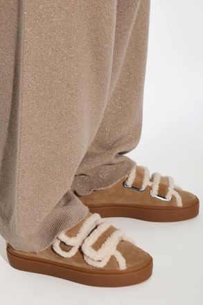 INUIKII Shearling Low Velcro Sports Shoes, Womens, Brown