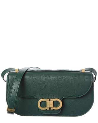 Ferragamo Gancini Double Leather Shoulder Bag