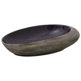 Berkfield Home Countertop Basin Purple & Grey Oval 59x40x14 cm Ceramic | Size: 59 x 40 x 14 cm