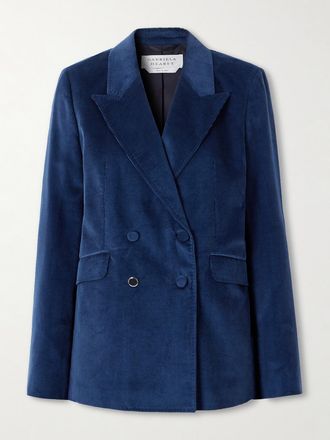 Gabriela Hearst Blazer Doppiopetto In Velluto A Coste Di Cotone Angela - Blu