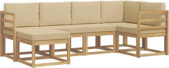 vidaXL Conjunto De Sof&aacute;s De Exterior 6 Uds. Y Beige Poli&eacute;ster Vidaxl