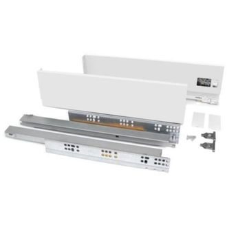 Emuca Kit Caj&oacute;n Vertex De Cocina O Ba&ntilde;o, Altura 93 Mm, Prof. 300 Mm, 40 Kg, Cierre Suave, Acero, Blanco
