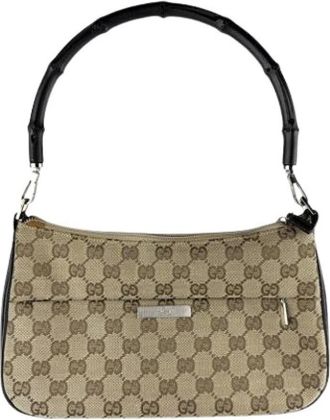Gucci Pre-owned Shoulder Bags, female, Brown, Size: ONE SIZE Pre-owned Vintage Canvas Shoulder Bag