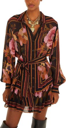 Farm Rio Farm Rio Chenille Flowers Black Mini Dress