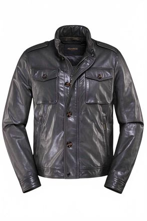 Moorer Mens Leather Jacket In Nero