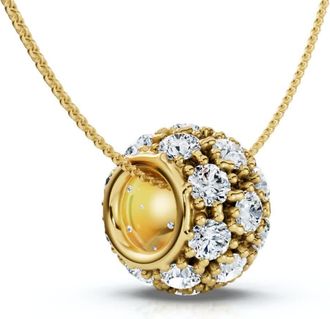 Pompeii3 1Ct Pave Puff Slide Diamond Pendant Womens Necklace 18 Lab Grown Gold