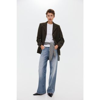 H&M Wool-blend Blazer in Dark Khaki Green at Nordstrom, Size Xx-Large