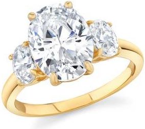 Crislu Cubic Zirconia Three-Stone Ring in 18Kt Yellow Gold /Clear Stone at Nordstrom, Size 7