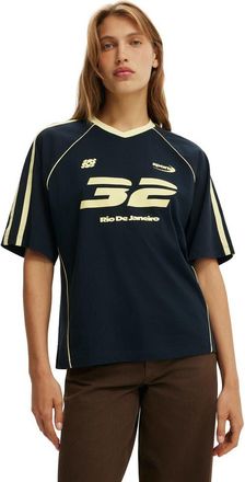 Cotton On Womens Vneck Oversized Raglan Graphic Tee in Rio De Janeiro 32 Ink Navy at Nordstrom, Size Xx-Small