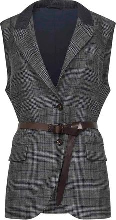 Brunello Cucinelli Check-pattern Belted Waistcoat