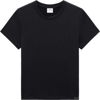 Courr&egrave;ges Short-Sleeved Black T-Shirt In Silk-Nylon Blend