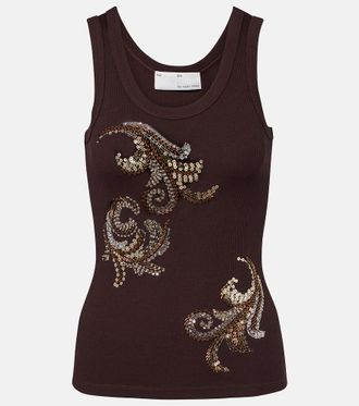 Xu Zhi Ribbed-knit sequined tank top