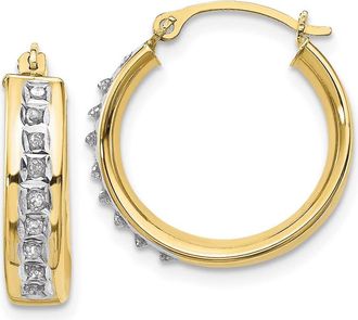 Diamond2Deal 10k Yellow Gold Round Cut Diamond Fascination Hoop Earrings