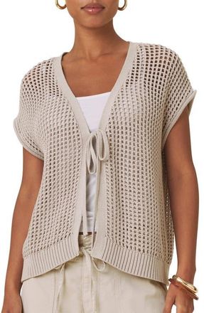 Splendid Simona Tie Front Short Sleeve Cardigan in Light Fawn Brown at Nordstrom, Size X-Large