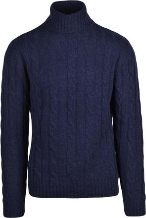 Daniele Fiesoli Maglione Intrecciato - Heren - Coltruien - Blauw - XL - Wol - Truien & Vesten