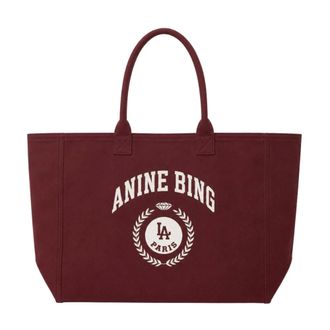 Anine Bing Leo Canvas Tote Collegiate - female - Anine Bing - Shopping Bags - Red - ONE SIZE - Bags