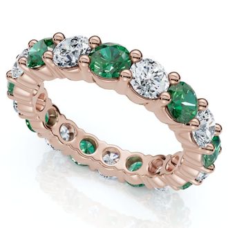 Pompeii3 3Ct Green Emerald & Diamond Eternity Ring 14k Gold or Platinum Lab Grown
