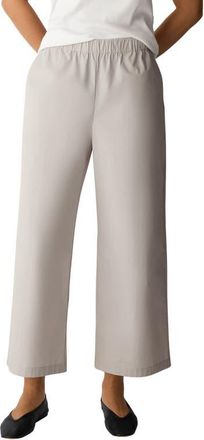 Eileen Fisher Wide Leg Stretch Organic Cotton Ankle Pants in Chalk at Nordstrom, Size X-Small