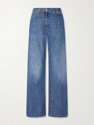 Brunello Cucinelli Jeans A Gamba Larga E Vita Media - Blu
