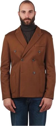 AT.P. CO Dubbelborst tabaksblazer - Heren - Blazers - Bruin - M - Katoen - Jassen