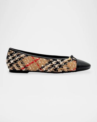 Burberry Check Boucle Ballerina Flats