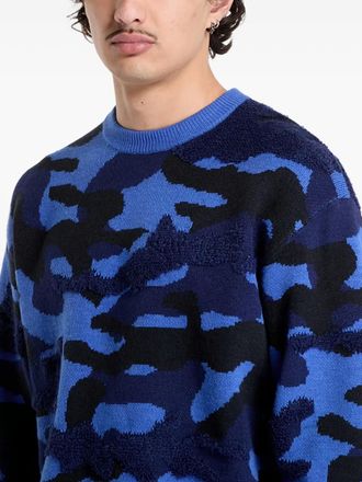 Dime camouflage-intarsia sweater - Blue