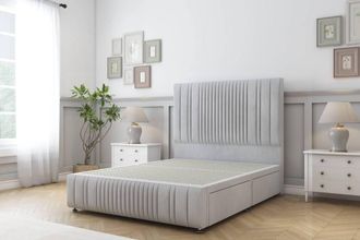 Sloomy Kingsley Naples Divan Base 2 Drawers-26 Headboard & 12 Footboard in Silver | Size: Single