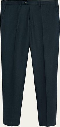 Kiton Mens Wool and Cashmere Flat-Front Pants