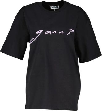 Ganni T-Shirts, female, Black, Size: XS Relaxed Fit T-Shirt