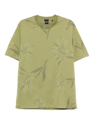 BOSS floral-print cotton t-shirt - men - Cotton - M - Green