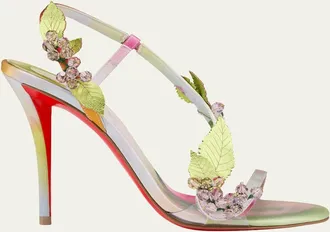 Christian Louboutin 100mm Rosa Fruit Embellished Satin Sandals