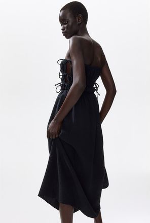 H&M Muslin Bandeau Dress in Black at Nordstrom, Size X-Large