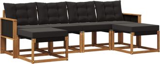 vidaXL Conjunto De Sof&aacute;s De Exterior 6 Uds. Natural Y Negro Vidaxl