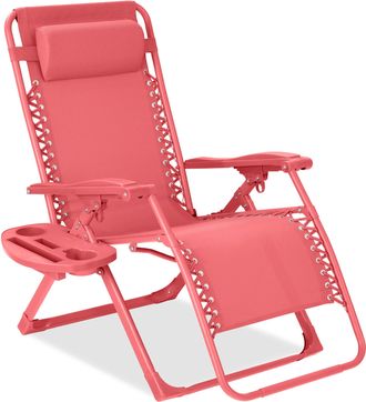 Best Choice Products Monochromatic Zero Gravity Chair, Folding Patio Recliner w/Side Tray, Headrest