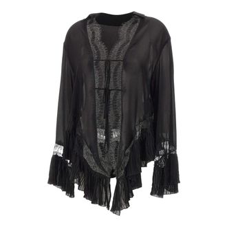 Blumarine Blouses, female, Black, Size: S Asymmetric Georgette Blouse