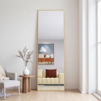 OEM Espejo De Pie Rectangular 162 X 53 Cm Marco Dorado De Aleaci&oacute;n De Aluminio, Vidrio De Alta Definici&oacute;n