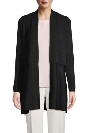 Anne Klein Peplum Long Cardigan in Anne Black at Nordstrom, Size X-Large