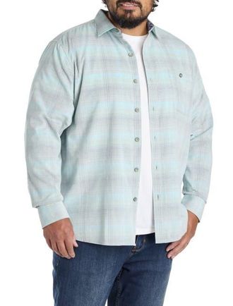Tommy Bahama Big & Tall Coastline Cord Mesa Plaid Sport Shirt in Baby Fern at Nordstrom, Size Xx-Large
