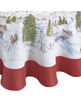 Elrene Santas Snowy Sleighride Tablecloth -Round