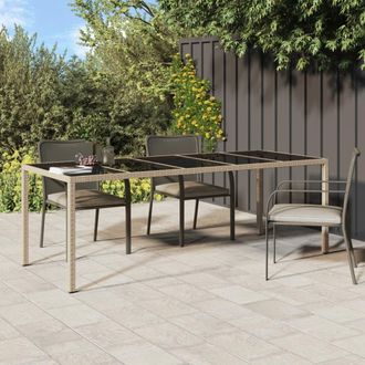 vidaXL Vidaxl - Mesa De Jard&iacute;n De Vidrio Templado Rat&aacute;n Pe Beige 250x100x75 Cm