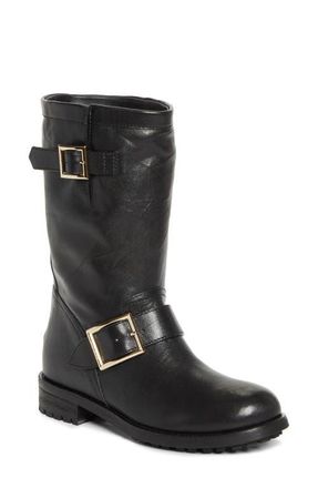 Jimmy Choo London Biker Leather Boot in Black at Nordstrom, Size 10.5Us