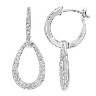 Diamant L'éternel 18kt witgouden hoepel en traanvormige lus 0,50 ct diamanten oorbellen