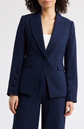 Tahari by ASL One-Button Blazer in Deep Navy at Nordstrom, Size 16