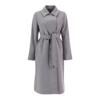 Max Mara Belted Coats, female, Gray, Size: L Bcollag Coat